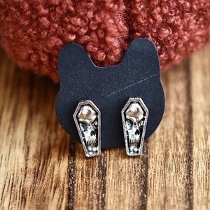 Coffin Skullface Stud Earrings for Halloween and Fall Autumn Season